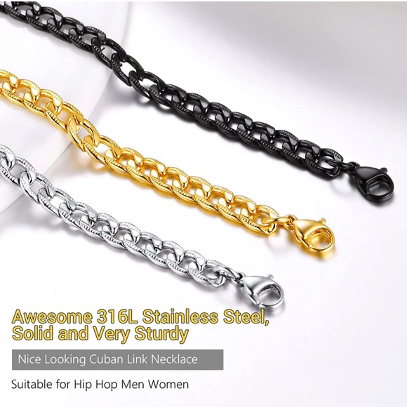 PROSTEEL 5MM Curb Cuban Chain Necklace 22" 316L Stainless Steel streetware - Picture 8 of 8